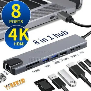 Usb Adapter Type-C to Hdmi , Rj45, Sd/Tf Card, Pd, Thunder