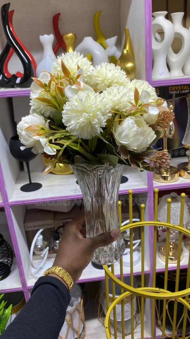 Glass Vase With Artificial Flowers - main view