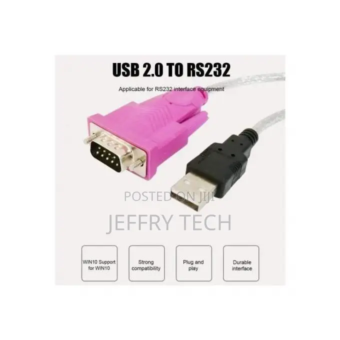 Universal Usb to Rs232 Db9 Male to Male Cable for Windows, M