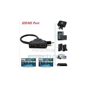 Hdmi 1 Male to Dual Hdmi 2 Female Y Cable Adapter Hd Tv