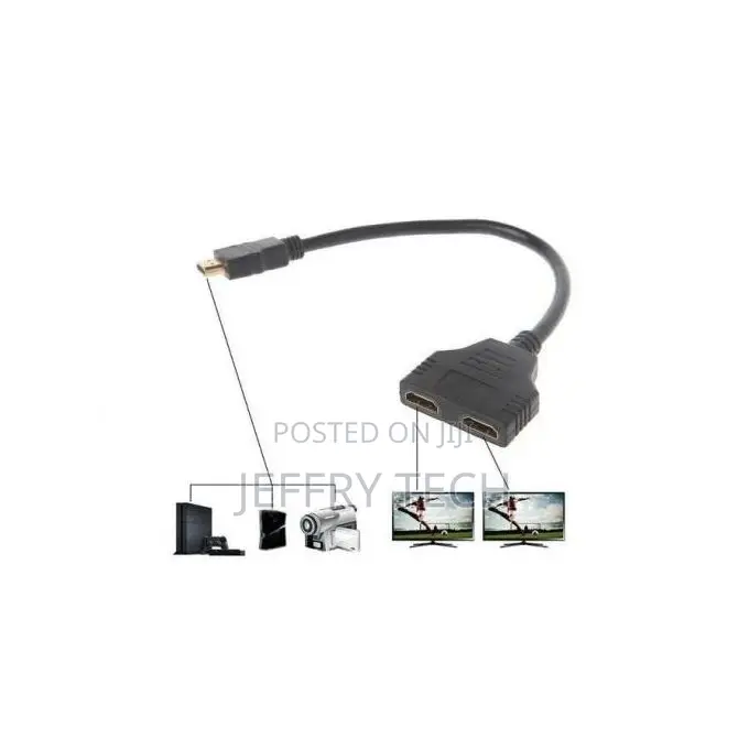 Hdmi 1 Male to Dual Hdmi 2 Female Y Cable Adapter Hd Tv