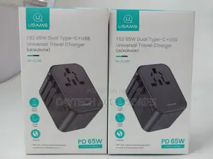 Usams T62 Universal Travel Charger 65w Dual Type-C + Usb