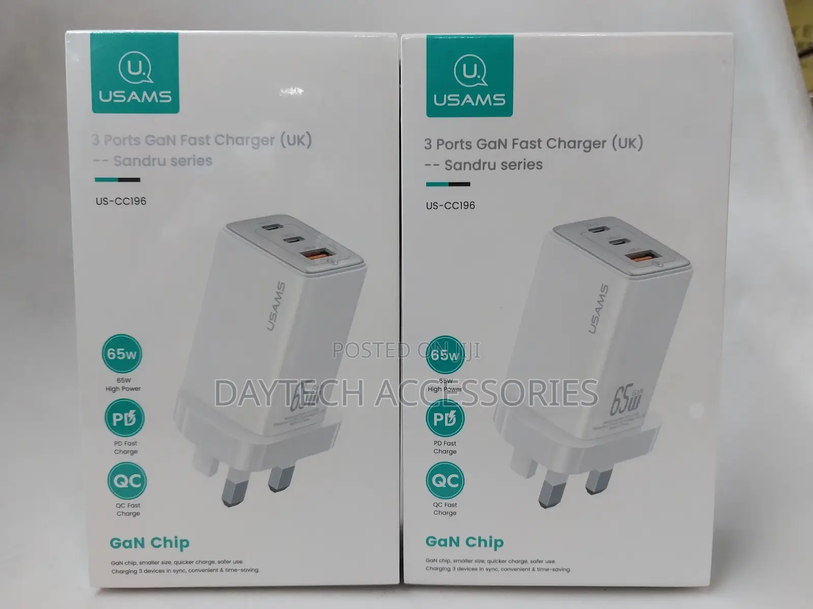 Usams 65w Gan Fast Charger (Uk Plug)