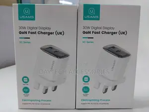 Usams 30w Usb+Usb-C Dual Port Gan Digital Display Charger