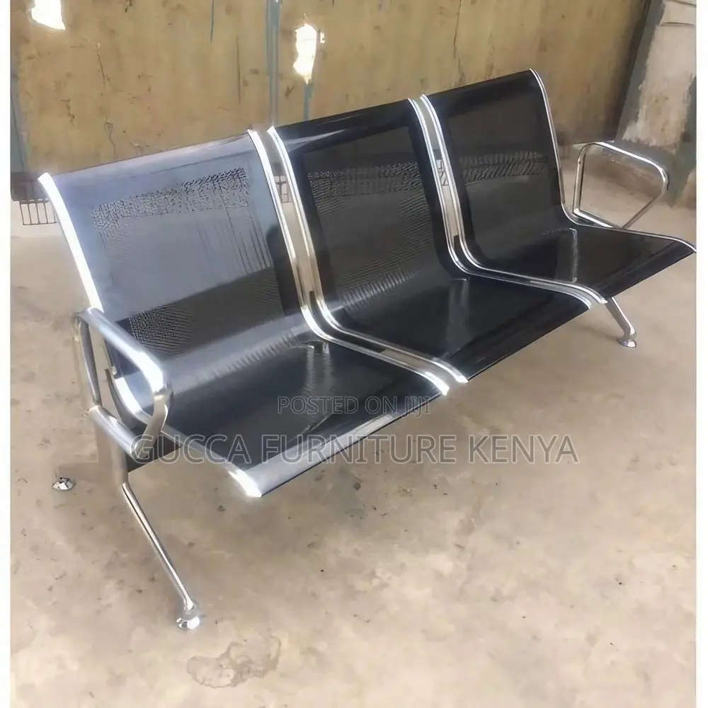 Office Bench:Three Seater Reception Bench With Armrest