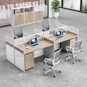 Workstations:Modern Partition Office Workstation for 4-User