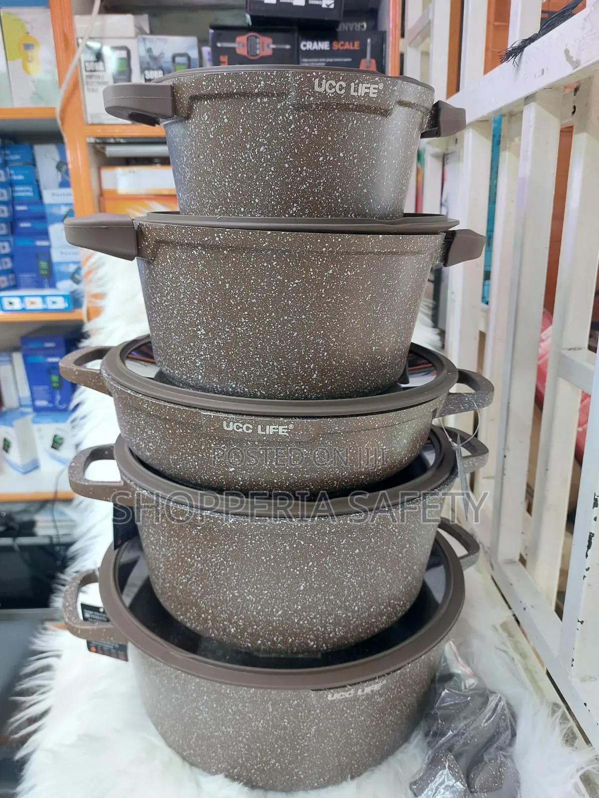 10 PCS Ucc Cookware Set- Brown Colour