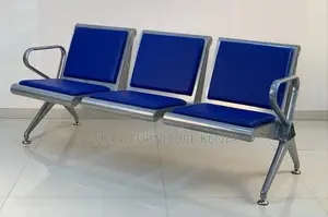 Office Bench:Stainless Heavy Steel 3 Seater Waiting Chair
