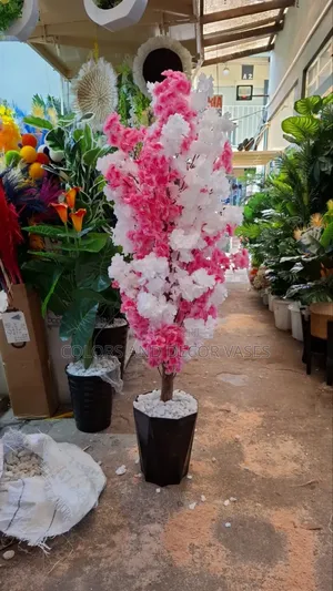 Pink and White Blossom Tree Plus Vase