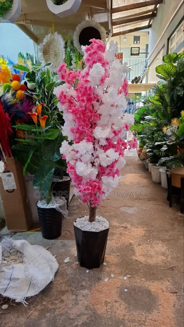 Pink and White Blossom Tree Plus Vase - main view