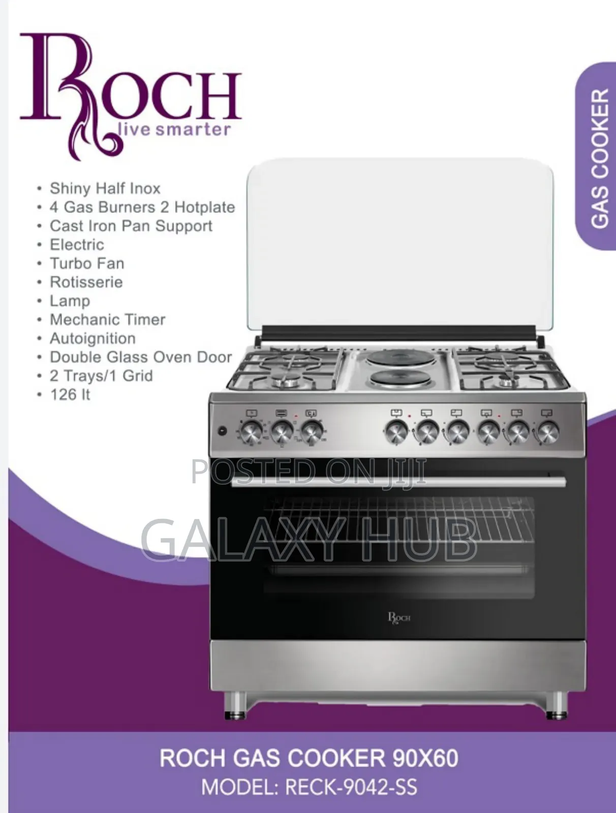 Roch 60 by 90 Cooker 4+2 Free Standing Electric Oven