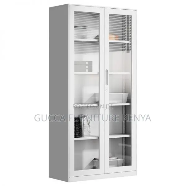 Office Cabinet: Glass 2-Door Display Office Filling Cabinet
