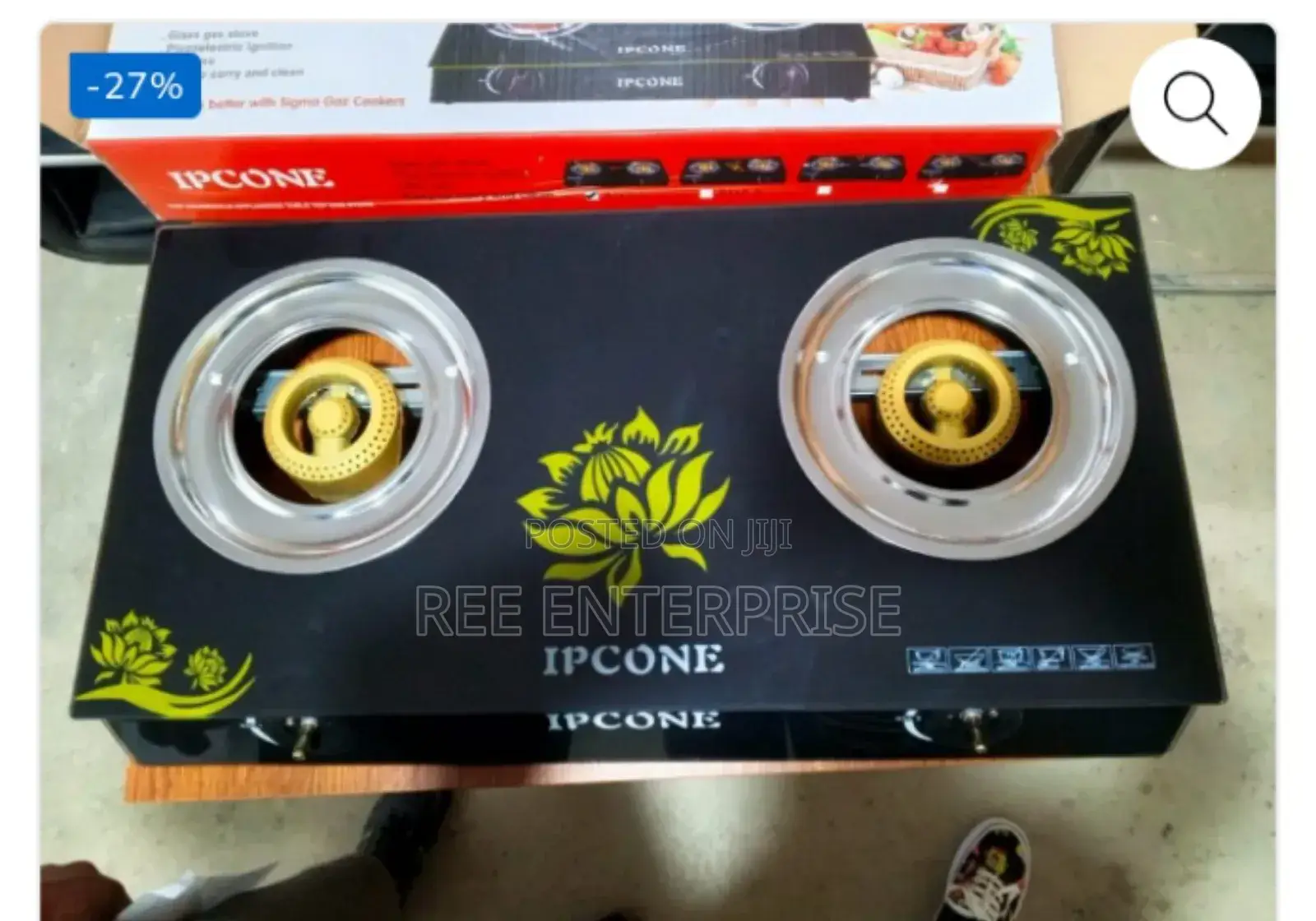 Ipcone Glass 2 Burner Cooker Auto Ignition