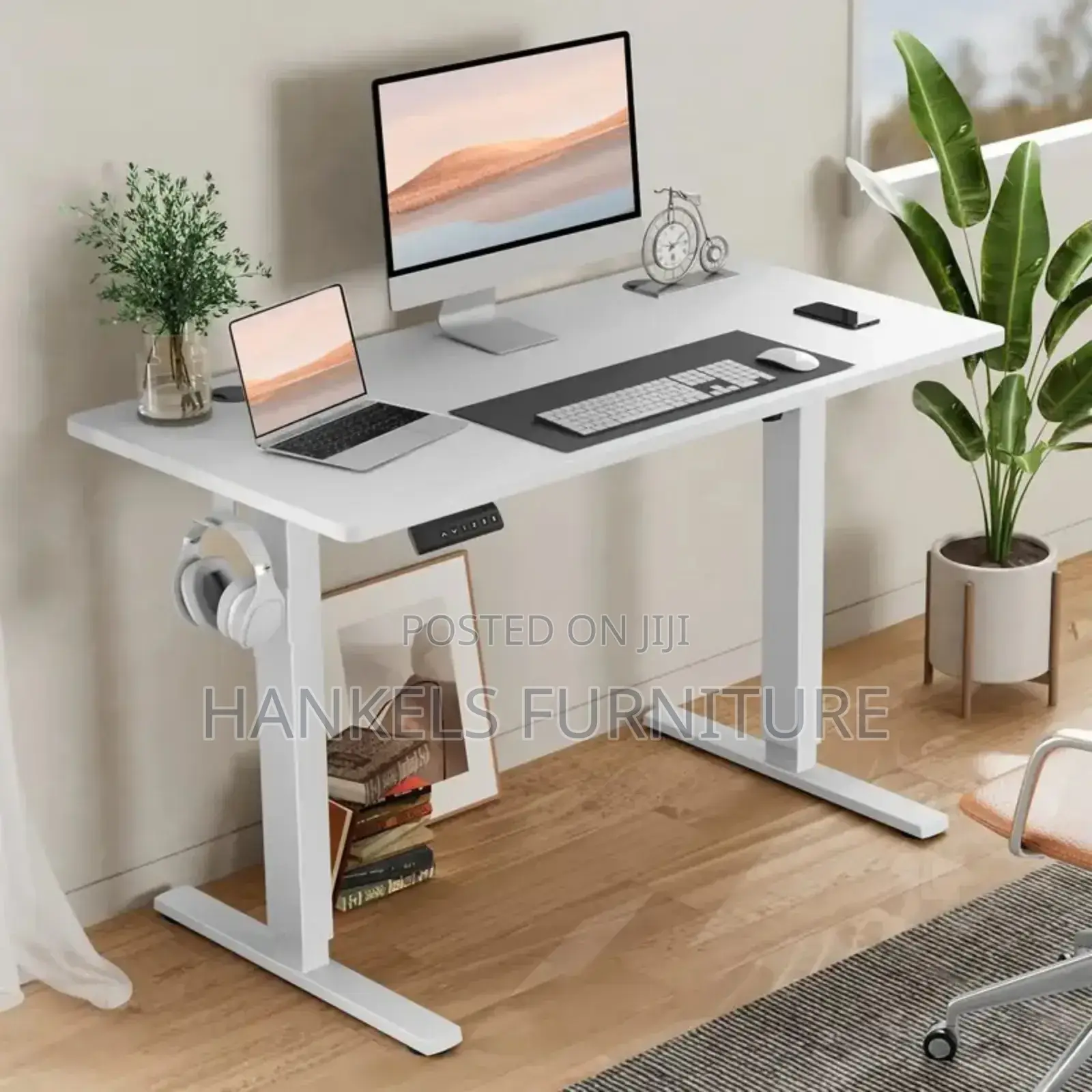 White Metallic Adjustable Height Table (Electric)