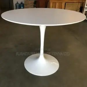 Dining Table: Circular Dining Table Tulip-style Metal Base