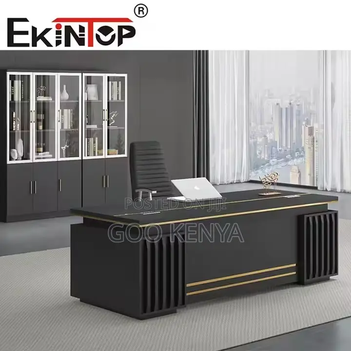 Office Desk ;1.4m Rectangular Black Executive Office Desk