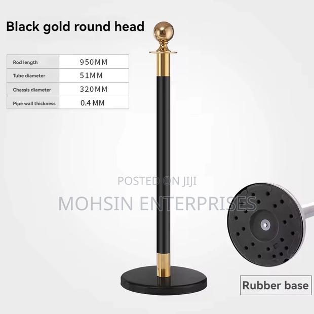 Premium Vip Queue Stand – Black & Gold With Solid Base. - thumbnail 2