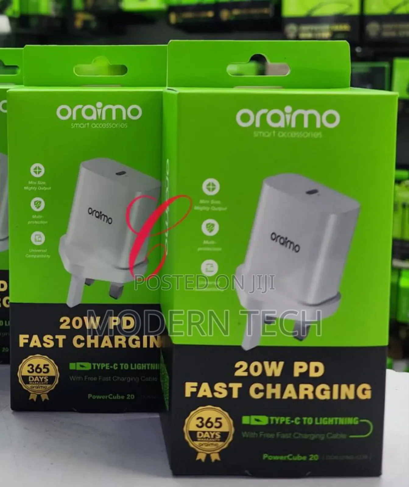 Oraimo 20w iPhone Fast Chargers Type Cto Lightning Cable