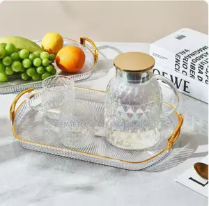 Acrylic Rectangular Vanity Tray With Gold Handles