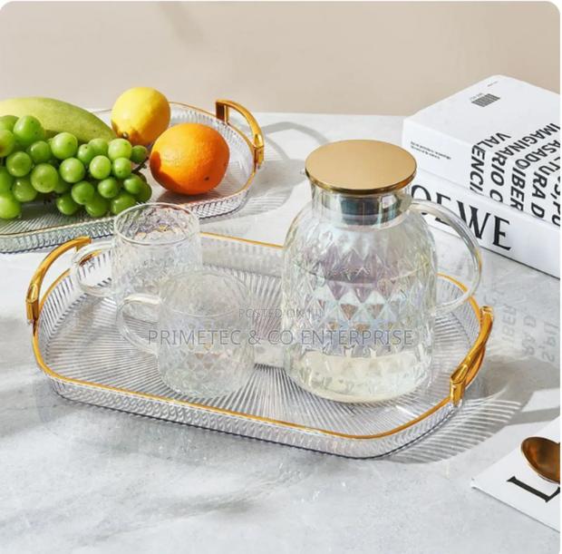 Acrylic Rectangular Vanity Tray With Gold Handles
