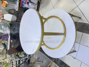 2 in 1 Marble Stone Nesting Tables - Round White