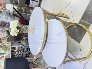 2 in 1 Marble Stone Nesting Tables - Round White