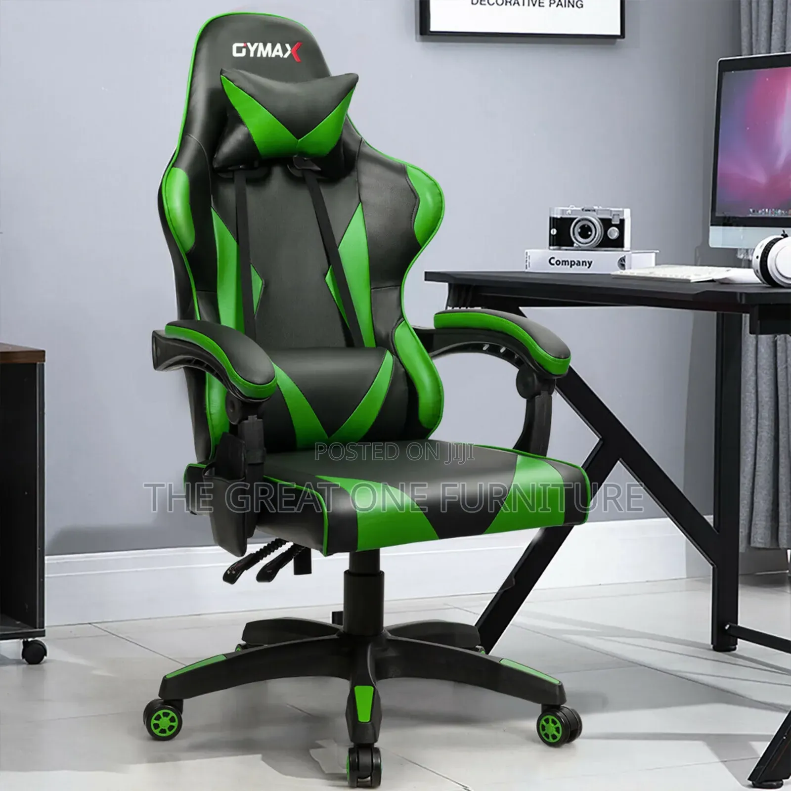 Green Leather Swivel Executive Office/Gaming Chair Ij6gfc