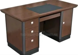 Brown Solid Wood Office Desk With 3 Drawers Ygf5r