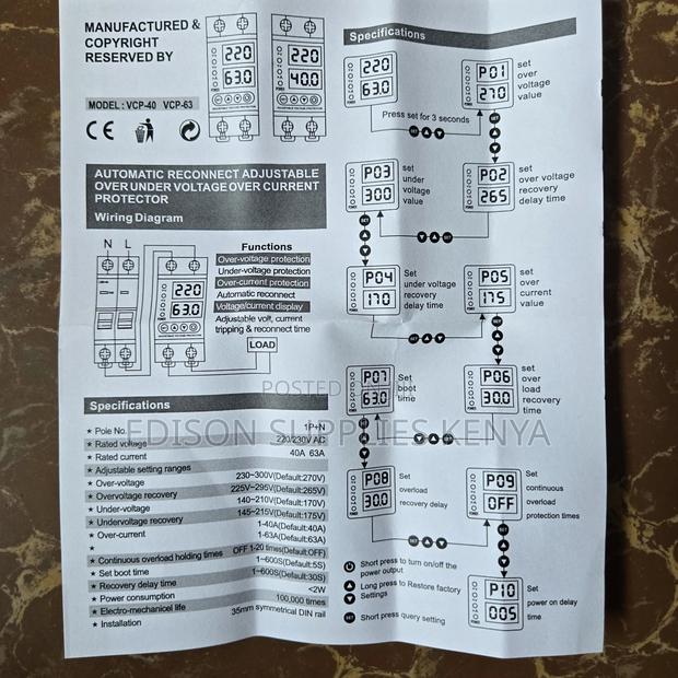 Ensave Voltage Protector 63amps Adjustable Current Surge 63a - thumbnail 4