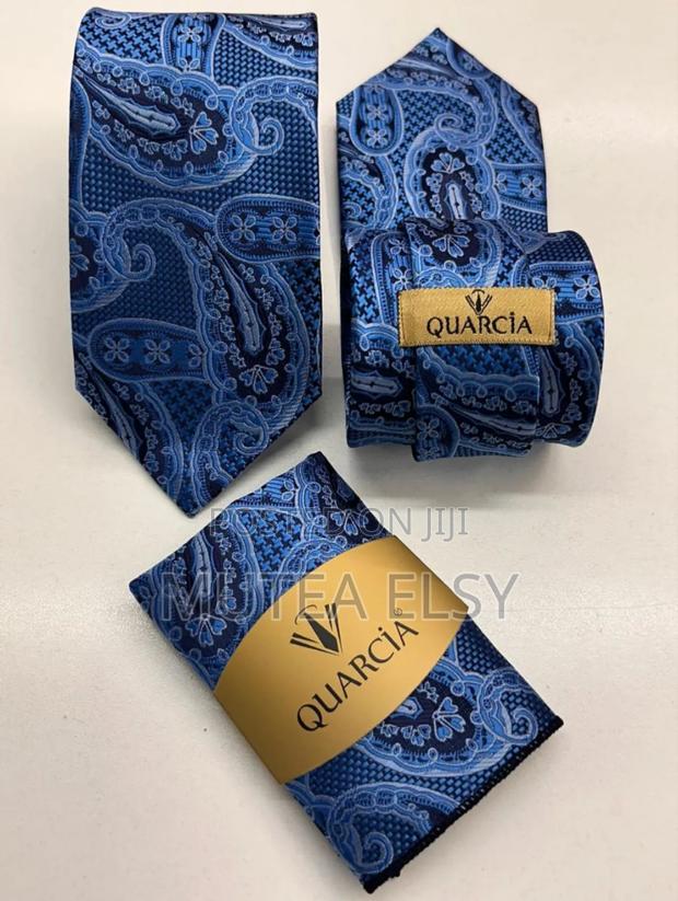 Gold, Ocean Blue Black Teardrop Executive Tie Sets - main view