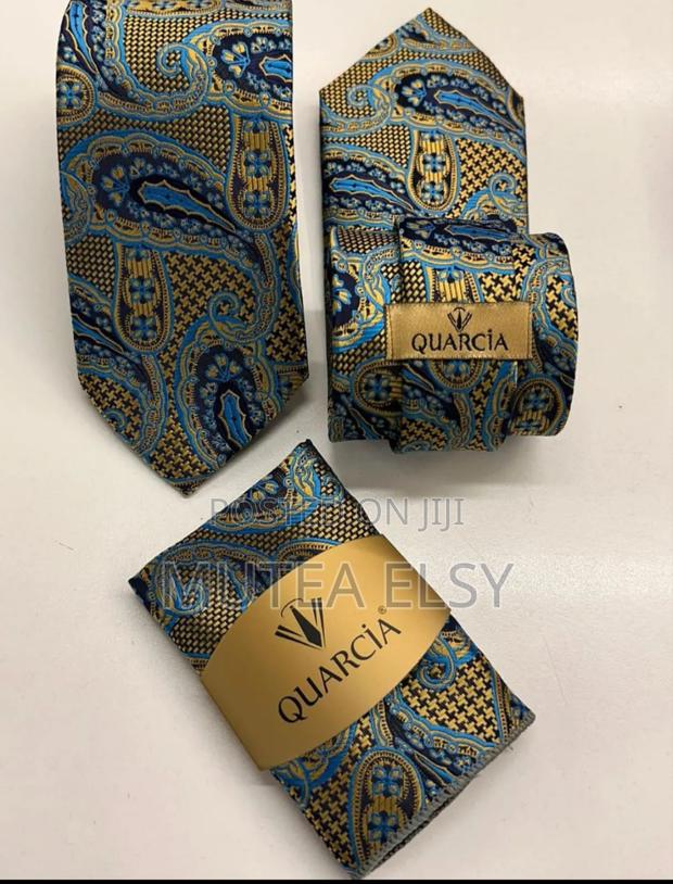 Gold, Ocean Blue Black Teardrop Executive Tie Sets - thumbnail 3