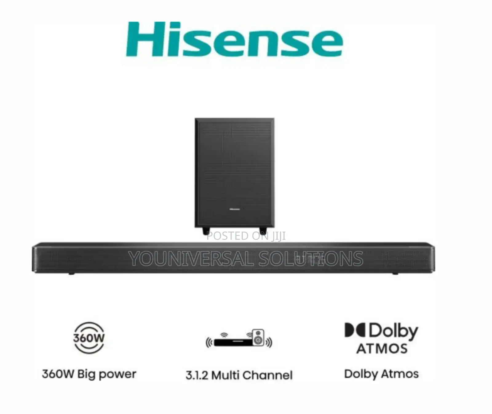 Hisense Sound Bar Hs3100 3.1.2 Channel 360w