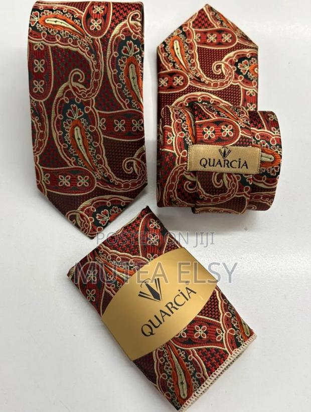 Maroon,Gold Black Executive Teardrop Tie Sets - thumbnail 2