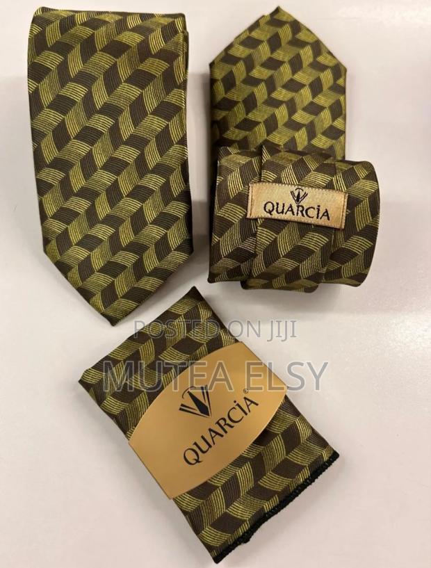 Jungle Green Beige Plaid Executive Tie Sets - main view