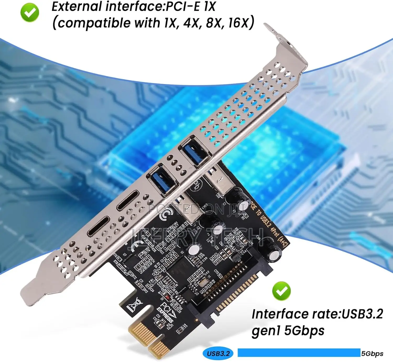 Pci Expansion Card 4-Ports (Type-C+A) Usb 3.2 Expansion Card
