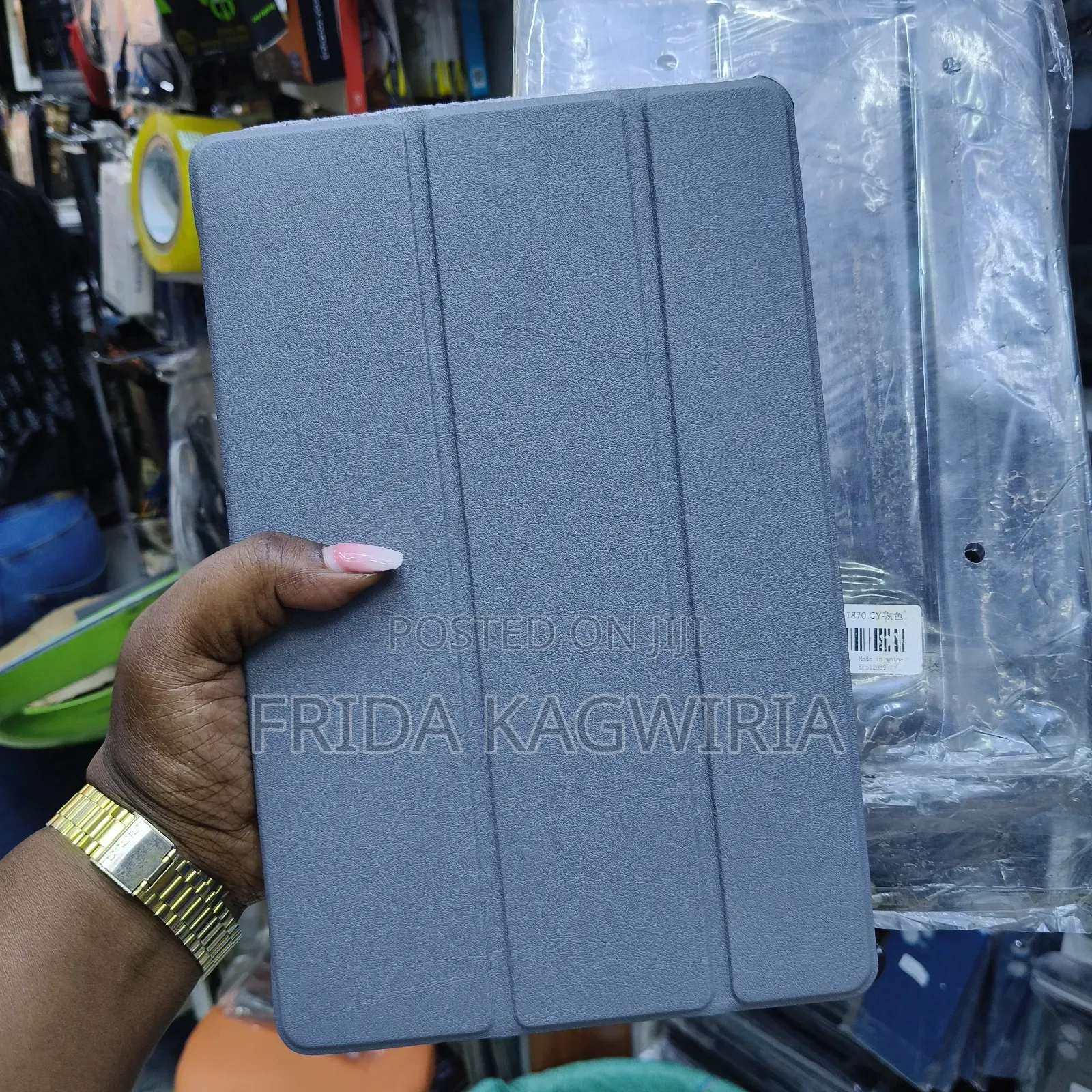 Samsung Galaxy Tab S7 Leather Flip Cover ( Black And Gray
