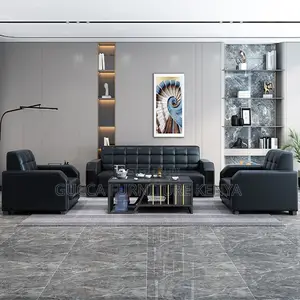 Office Sofa:5-Seater Reception Visitor Sofa With Armrest