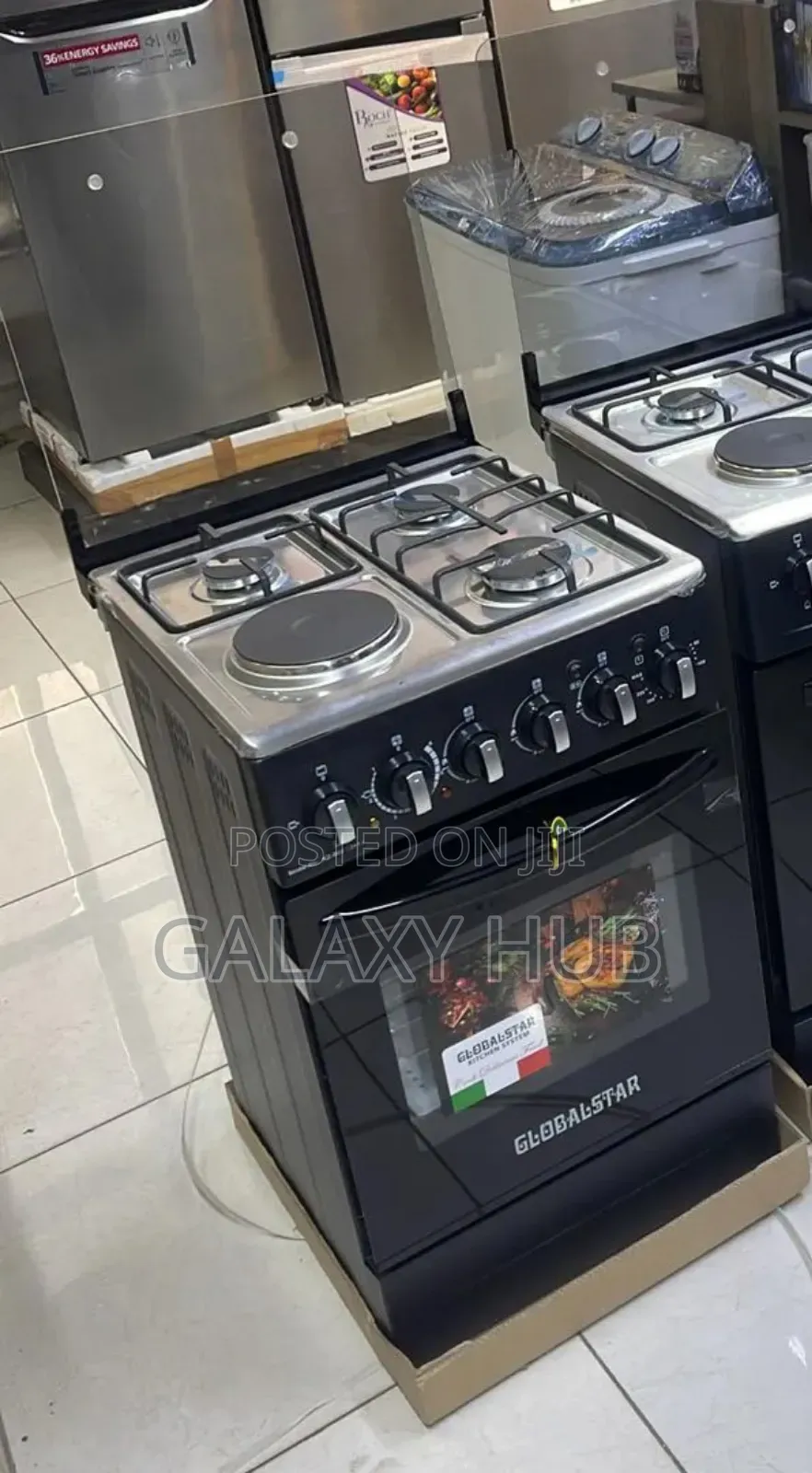 Black Globalstar Jet 3+1 Standing Cooker With Electric Oven