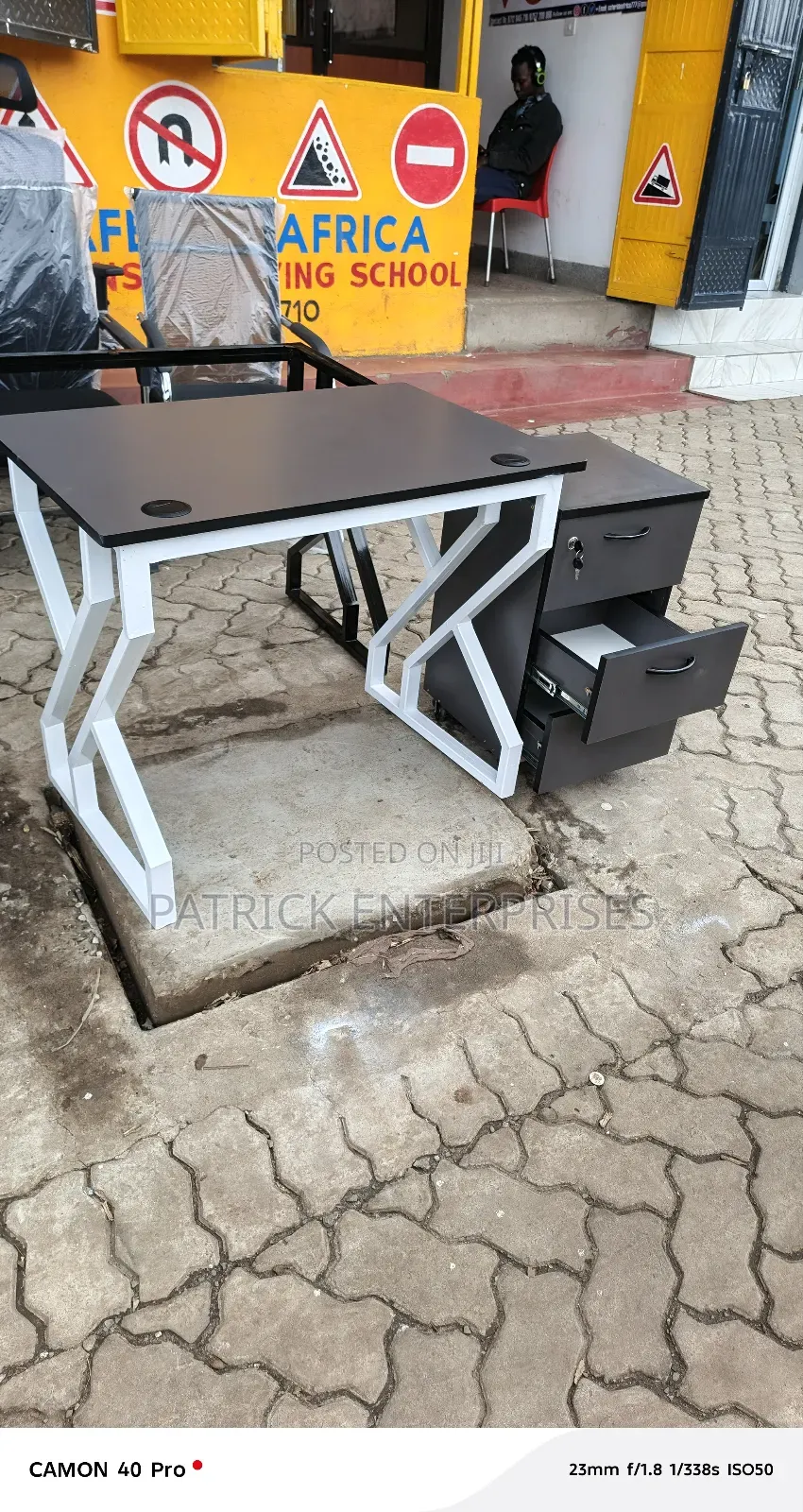 Modern Metallic Computer Study Desk Plus Mobile Drawers