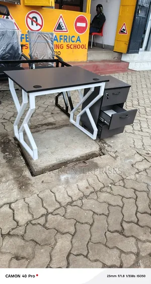 Modern Metallic Computer Study Desk Plus Mobile Drawers