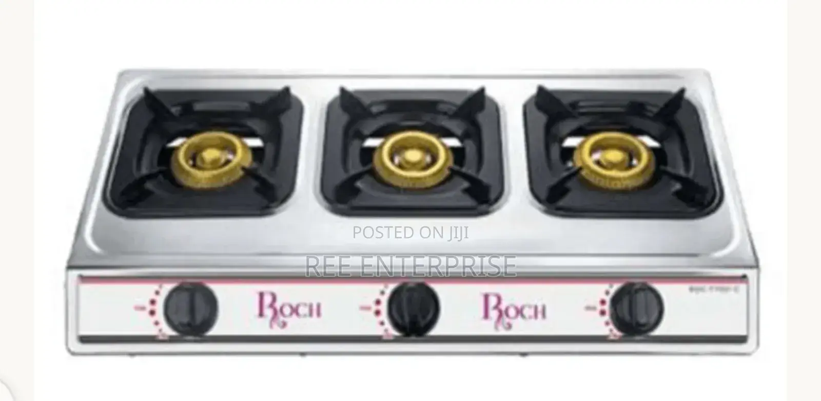 Even Distribution of Heat Roch 3 Burner Stainless Cooker
