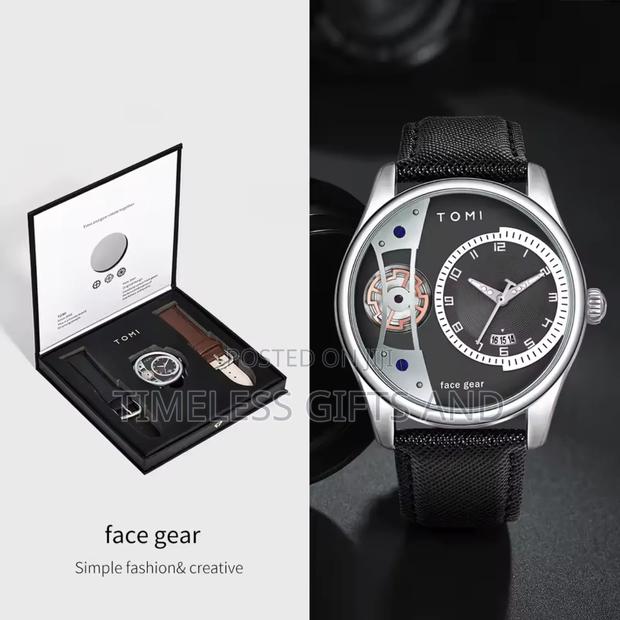 Dark Brown and Black Interchangeable Strap Watch for Men