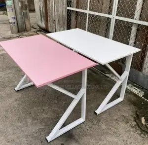Office Desk: Wood Surface Steel Frame Gaming Station Desk