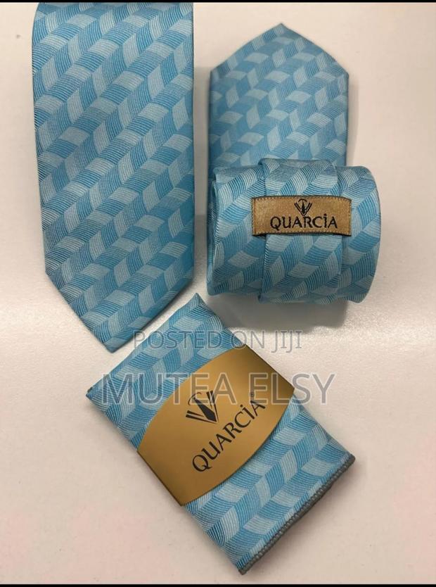 Light Purple Ocean Blue Plaid Executive Tie Sets - thumbnail 3