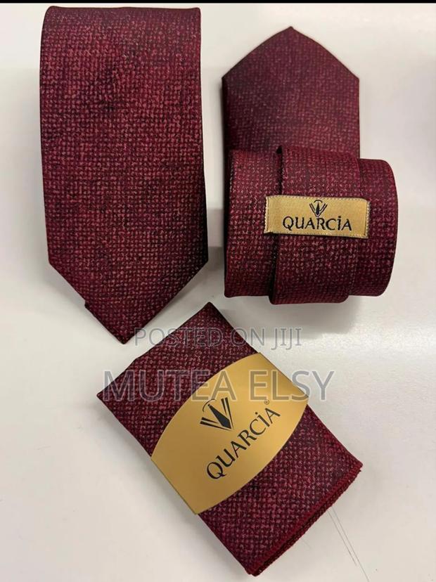 Maroon Burnt Orange Plaid Executive Tie Sets - main view
