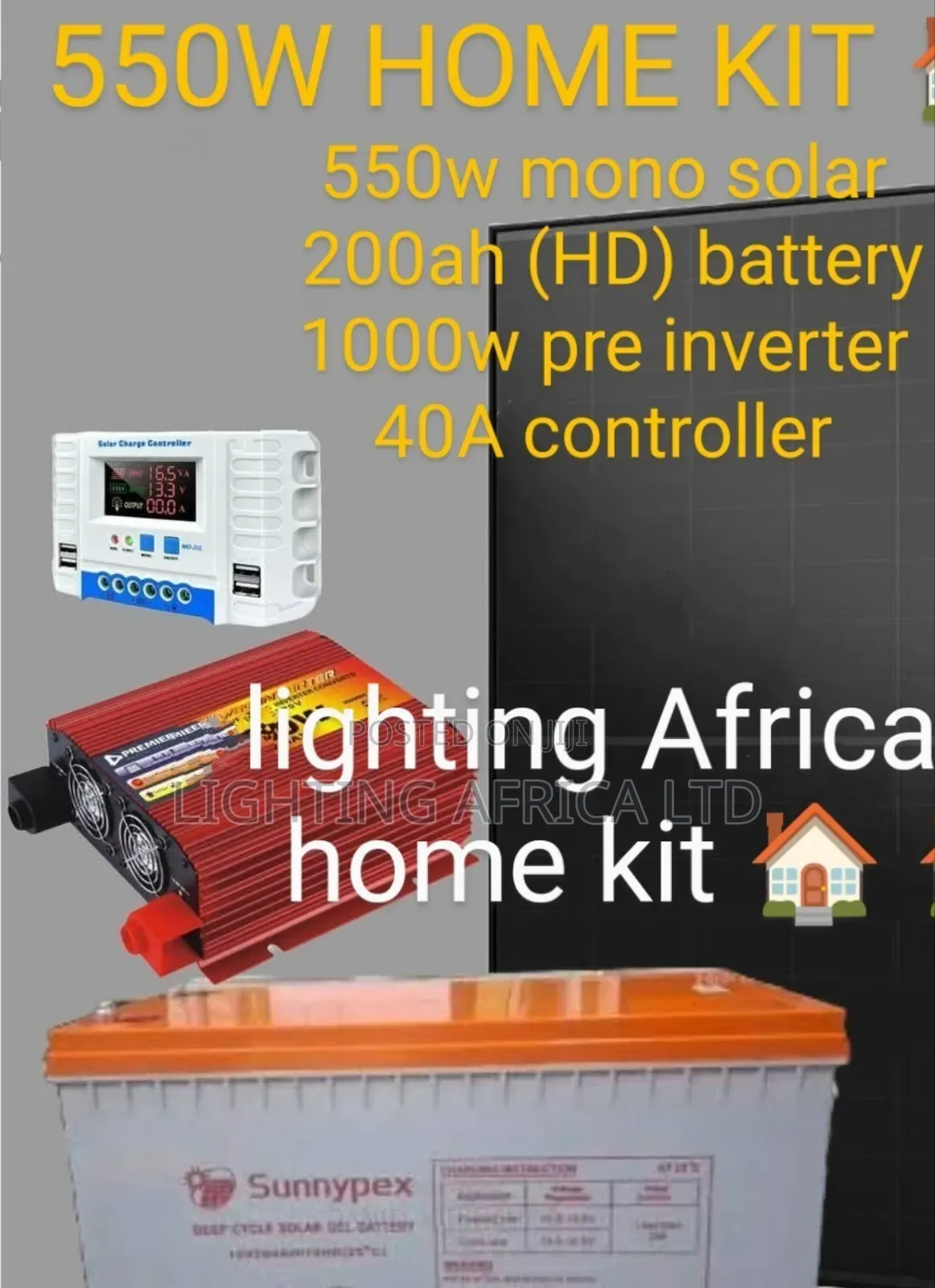 Powerful 550w Home Solar Full Kit for Tv, Music, Fridge and Laptop