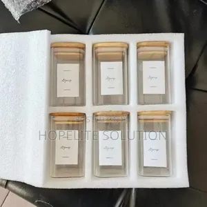 6 Pack Square Glass With Bamboo Lid