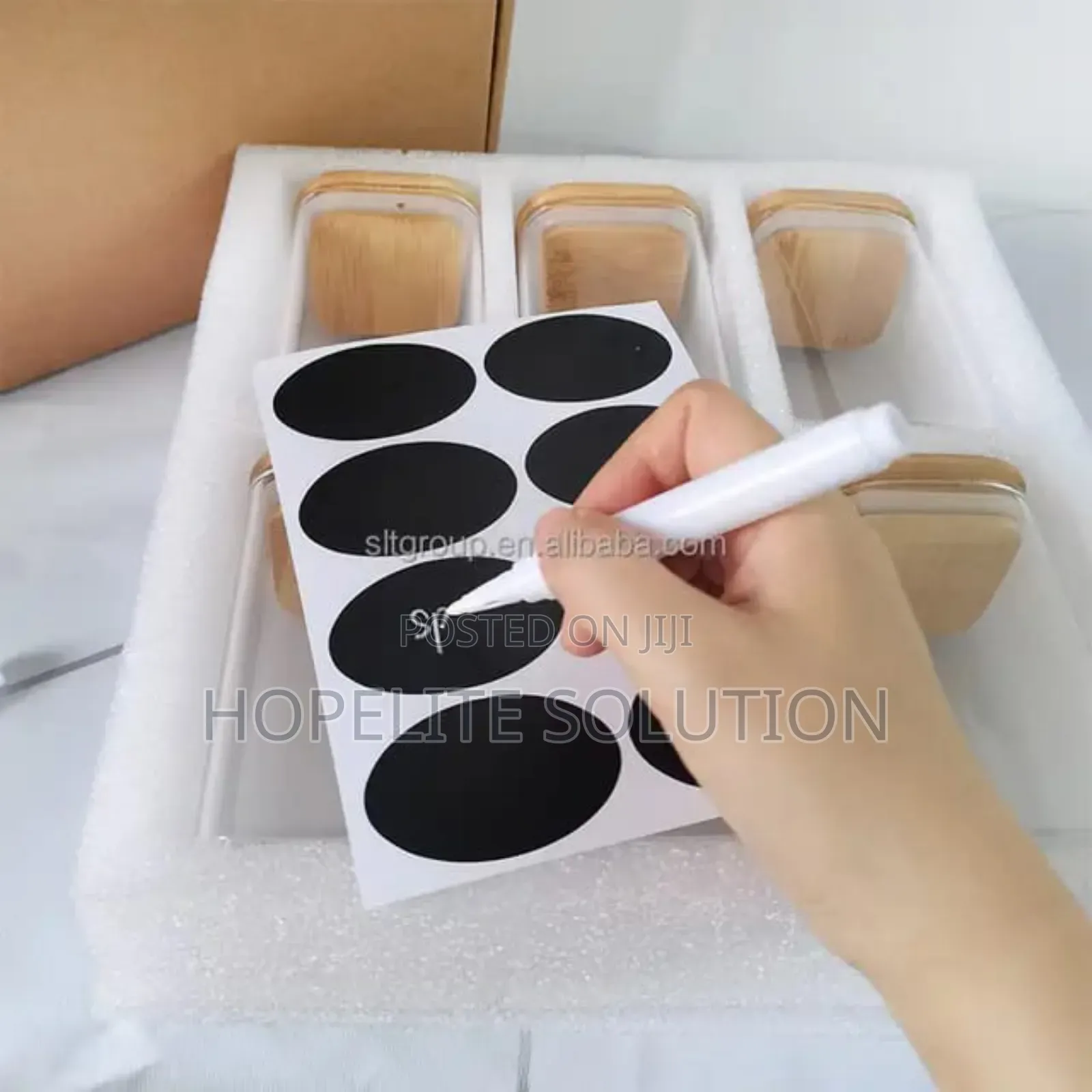6 Pack Square Glass With Bamboo Lid