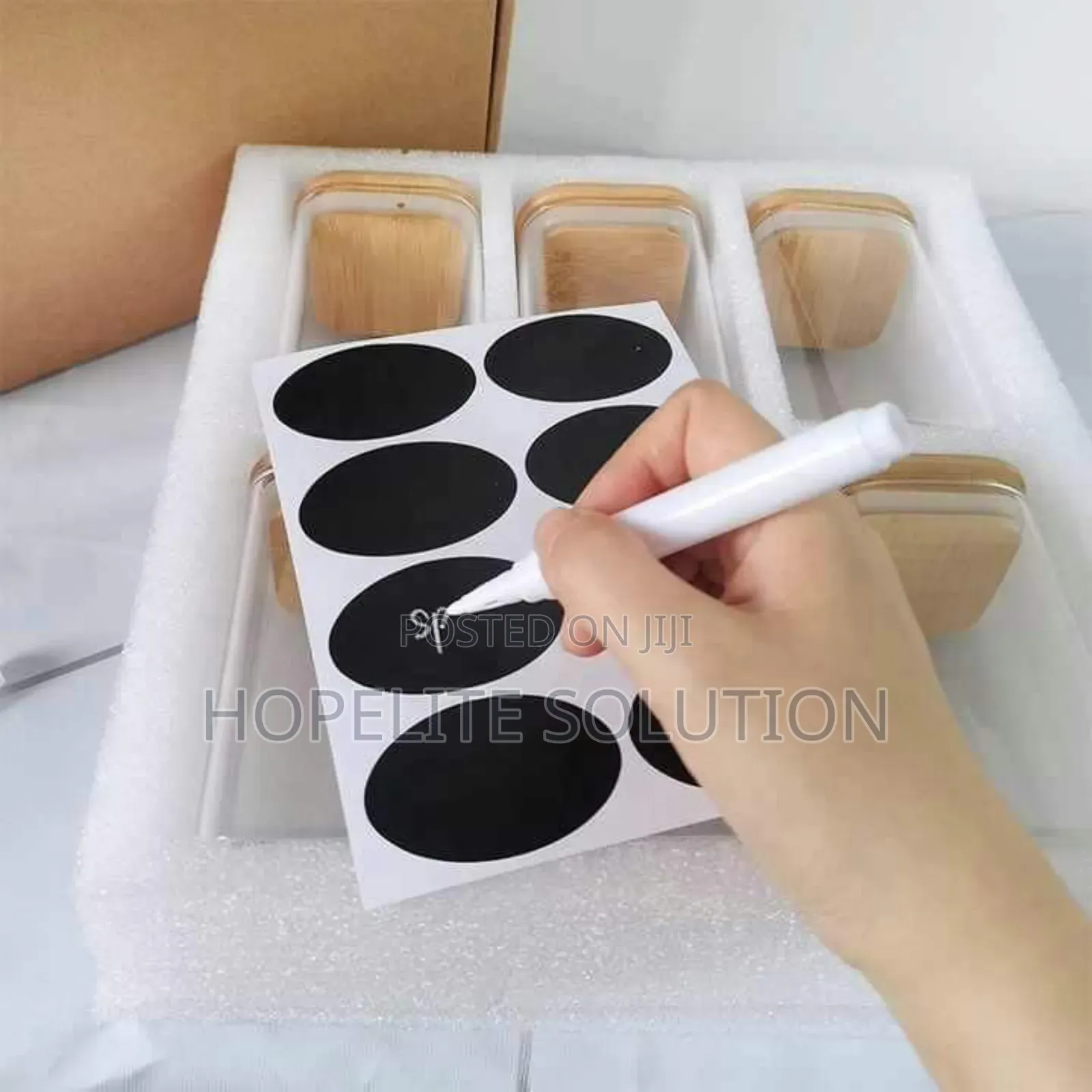 6 Pack Square Glass With Bamboo Lid