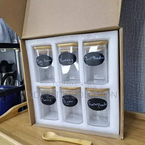 6 Pack Square Glass With Bamboo Lid